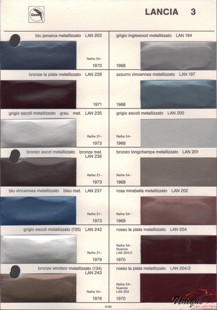 1971 Lancia Paint Charts Glasurit 2